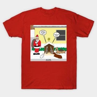 Santa and the Yard Nativity. T-Shirt
